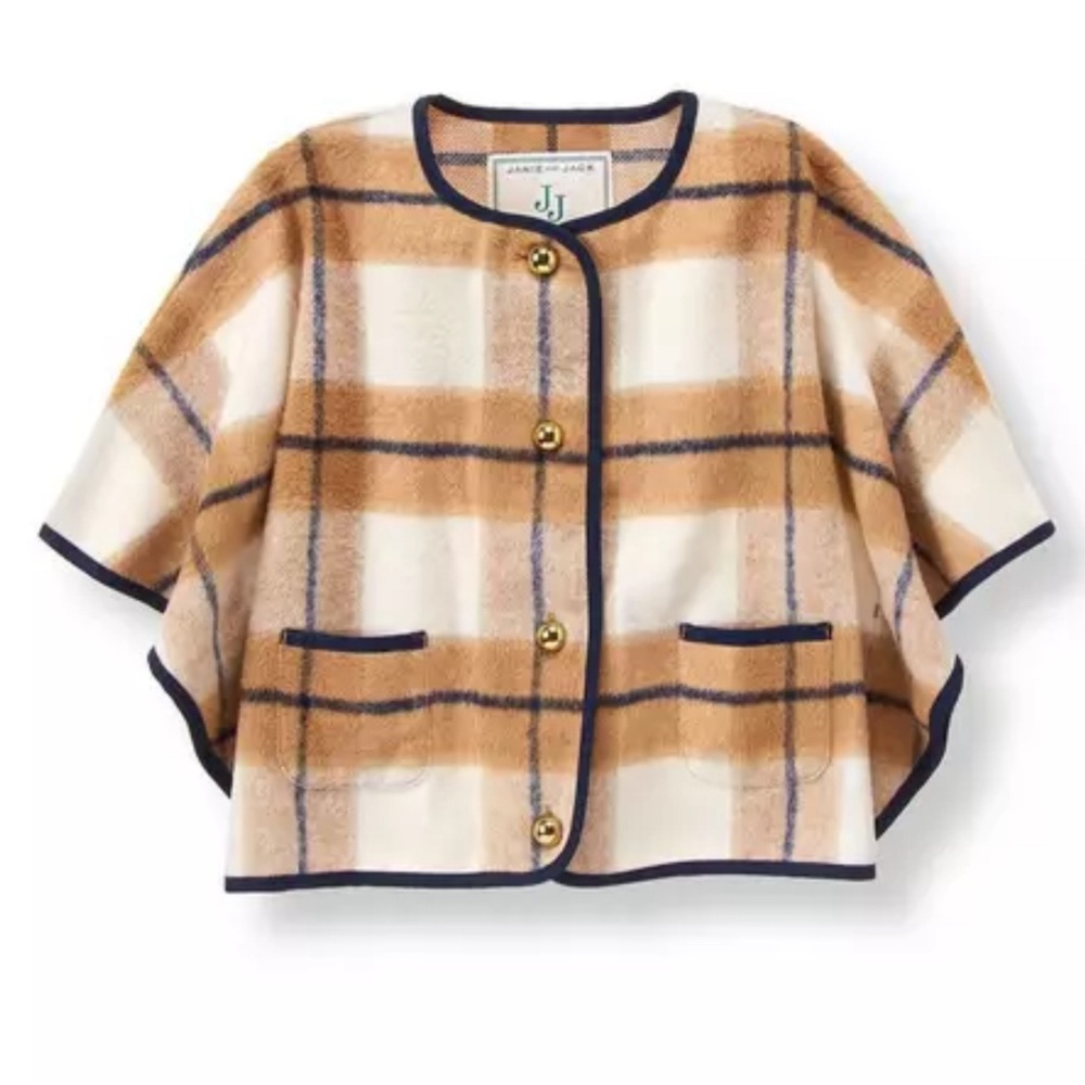 Janie and Jack Wool Blend Plaid Cape Poncho size 2T